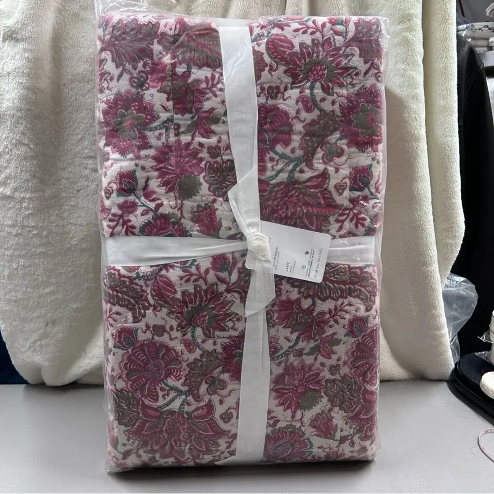 Pottery Barn Jane Floral Handcrafted Reversible Quilt Full Queen Bedding NWT - Picture 5 of 9